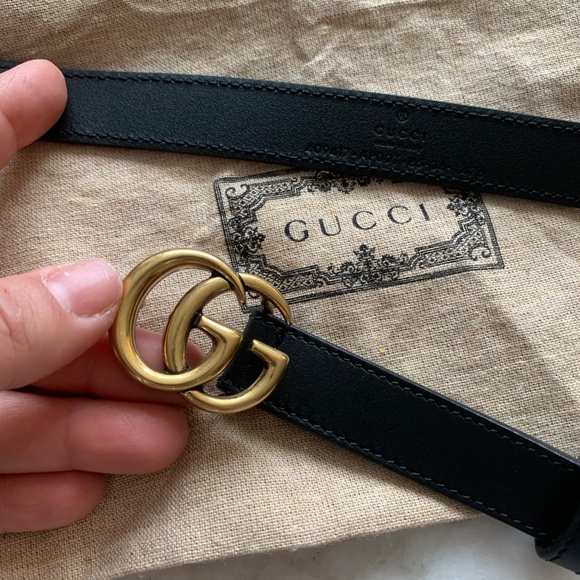 Gucci GG Marmont Belt (Antique Brass Buckle – Black Leather) - Picture 3 of 5